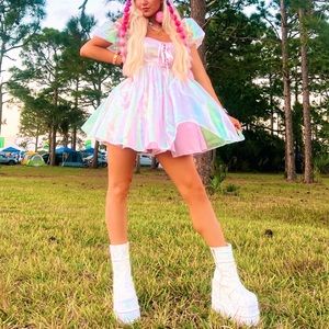 Dolls Kill My Little Pony Fairy Princess Iridescent Babydoll Dress Size Small
